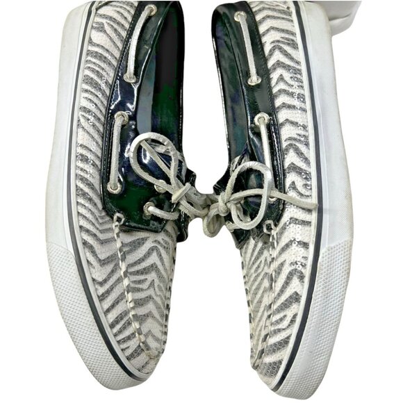 Sperry Top-Sider Shoes Womens Size 10 Zebra Sequin Boat Metallic Loafers - Picture 3 of 9